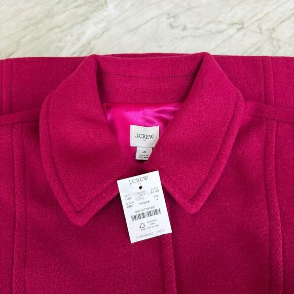 J. Crew wool blend Lady day coat in brilliant berry size 4 NWT - Picture 5 of 11